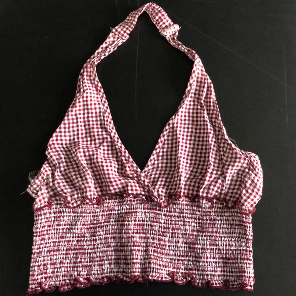 Plaid Maroon halter top